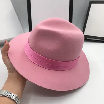 Hat til kvinder uld uld jazz hat fashionable pink hat søde Golding hat fedoras Panama kat