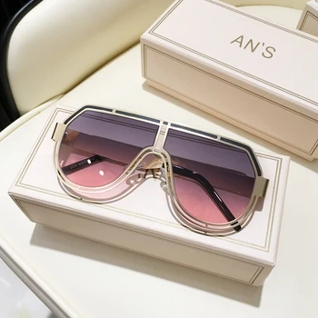 MS Nye Uindfattede Mænd Mode Solbriller til Unisex-Efterligning Rhinestones Gradient Farve UV400 Kvinder Solbriller