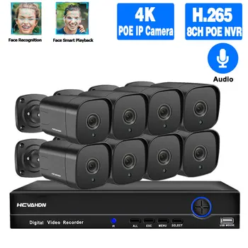 8CH NVR CCTV Sikkerhed Kamera System Kit POE 4K Udendørs Vandtæt HD 5MP IP-Bullet Kamera Videoovervågning System, der XMEYE