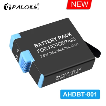 PALO til GoPro Hero 8 7 6 5 Black kamera Batteri til gopro hero 8 kamera batteri AHDBT-801 fuld afkode Action Kamera Batteri