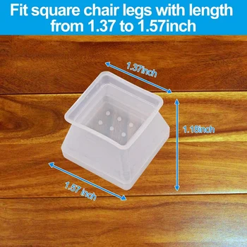 32Pcs Furniture Silicon Protection Cover - Square Silicone Chair Leg Floor Protectors - Chair Leg Caps Furniture Table Feet Cove