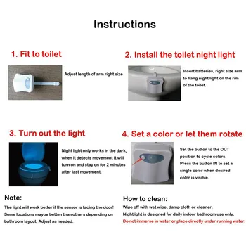 Automatisk Skift Farver LED Toilet Lys Nat Lampe Intelligente Krop, Bevægelse Sensor Bærbare Sæde Nødsituation Badeværelse TOILET