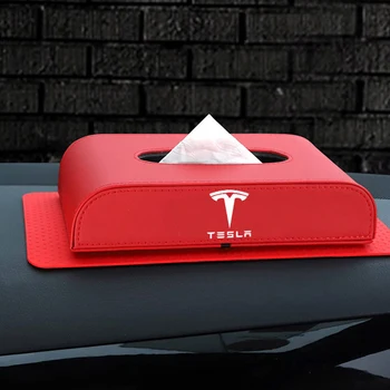 Bil Armlæn max Dashboard-Blok Type Væv, Kasse Læder Papir Box Holder Til Tesla Model 3 S X Y Logo Bil Styling Tilbehør 2540