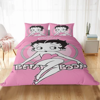 Hjem Tekstil 3D-Betty Boop Sengetøj Sæt Dynebetræk Pudebetræk Sat Soveværelse Sengetøj Twin-Dobbeltværelse med Queensize-King Size til Voksne Piger 25502
