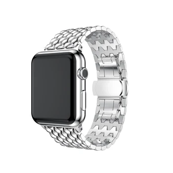 Nye Dragon stål bånd til apple-ur Serie 1 2 band ur i rustfrit stål rem 42mm med adaptere Sort og Sølv armbånd