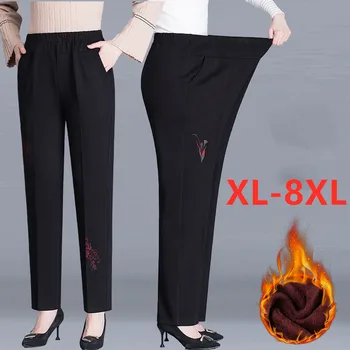 Oversize Kvinder Bukser 2020 Efterår og Vinter Bukser som er Elastiske Høj Talje Casual Pants Plus Size 8XL midaldrende Kvindelige Lige Bukser