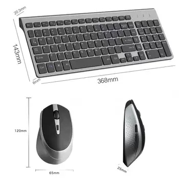 Trådløst tastatur og mus kombination,2,4 gigahertz stabil forbindelse , bærbare lyd fra mus og tastatur Sort Kontor-tastatur 25630