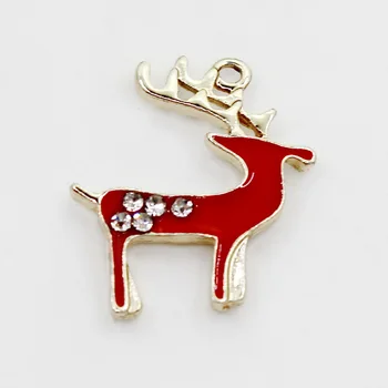 Nye Ankommer 30stk/masse Rød jul hjorte dingle charms hængende charme diy armbånd smykker tilbehør flydende charms 2582
