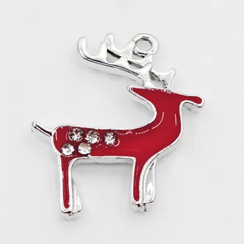Nye Ankommer 30stk/masse Rød jul hjorte dingle charms hængende charme diy armbånd smykker tilbehør flydende charms