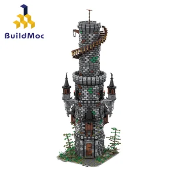 BuildMoc Wizard ' s Tower De Middelalderlige Smedje Butikker Byens Arkitektur Retro Slot Dark Souls Mini Japansk Blokke Model Bygning 25993