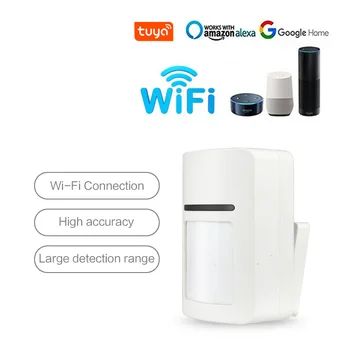 Tuya Smart WiFi Infrarød bevægelses-Detektor PIR Sikkerhed Alarm Kompatibel Amazon Alexa Google Startside IFTTT Tuya APP-Fjernbetjening