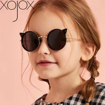 XojoX Børn Kat Øre Solbriller Søde Tegneserie Runde Briller til Børn Piger Brillerne Udendørs UV400 Beskyttelsesbriller