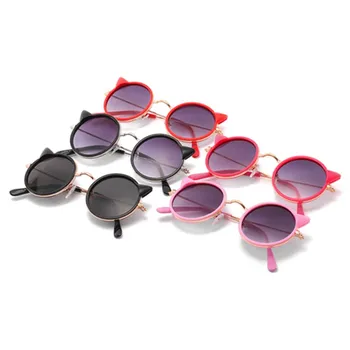 XojoX Børn Kat Øre Solbriller Søde Tegneserie Runde Briller til Børn Piger Brillerne Udendørs UV400 Beskyttelsesbriller