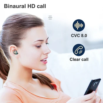 Sylas Bluetooth-V5.0 Øretelefoner TWS Bluetooth-Hovedtelefoner Med Mikrofon, der Kører Sport Vandtæt Trådløse Headsets Til Android