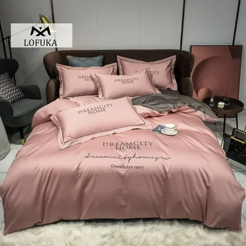 Lofuka Kvinder, Bomuld, Pink Sengetøj Sæt Premium Long-korte Bomuld, Queen, King Quilt Cover Sæt Lagen, Pudebetræk Til Bed 26408