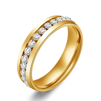 20 Stk Mix Størrelse Indlæg Rhinestone Rustfrit Stål Ring for Kvinder Classic Crystal Engagement Ring Smykker Engros