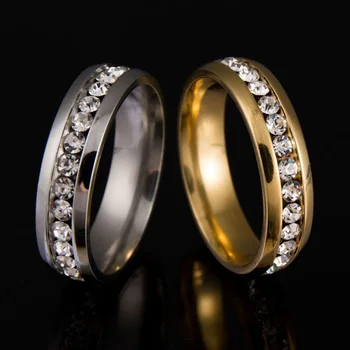 20 Stk Mix Størrelse Indlæg Rhinestone Rustfrit Stål Ring for Kvinder Classic Crystal Engagement Ring Smykker Engros