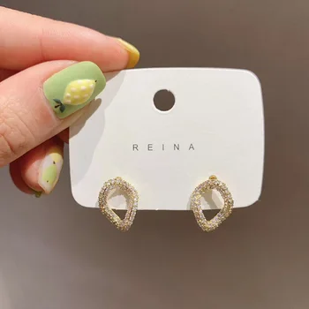 2020 nyt design, mode smykker fornemme kompakt kobber indlæg zircon øreringe Kreativitet øreringe til kvinder