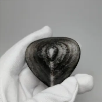 34-48 mm naturlig sølv obsidian rå sten poleret kærlighed hjerte af sten for kvinder gave 26740