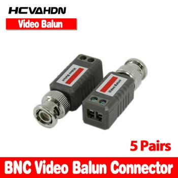 HCVAHDN 10stk/5 Par Gratis forsendelse CCTV Passiv Video Balun UTP Transivers BNC CAT5 KABEL-STIK