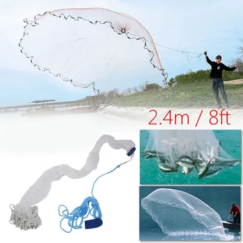 8Ft 2,4 M Fishing Net Agn Let Smide Hånd Kastede 3/4 tommer Stærk Nylon Mesh + Loddet