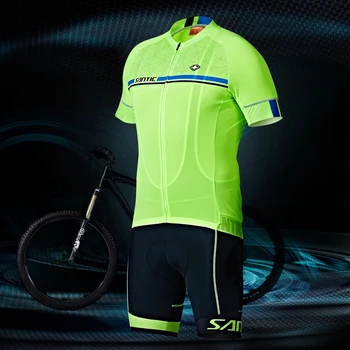 Santic Mænd Cykling Korte Jersey Pro Fit Fire Farver Antislip Ærme Manchet Road Bike MTB kortærmet Top Riding Shirt M7C02107 26799