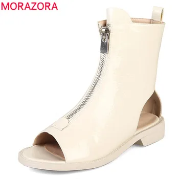 MORAZORA 2020 nye ankomst ankel støvler til kvinder-patent læder-sommer støvler zip peep toe gladiator punk sko kvinde støvler 26817