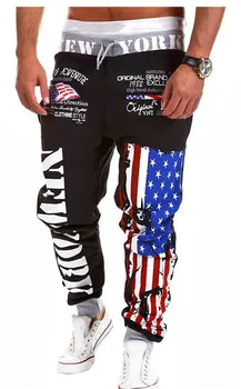Mænd Outwear Sweatpants New York og det Amerikanske Flag Star Bukser med Print Fashiom Nationale Flag Trykt Blonder Bukser Hip Hop Harem Bukser 26882
