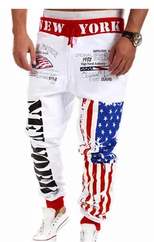 Mænd Outwear Sweatpants New York og det Amerikanske Flag Star Bukser med Print Fashiom Nationale Flag Trykt Blonder Bukser Hip Hop Harem Bukser