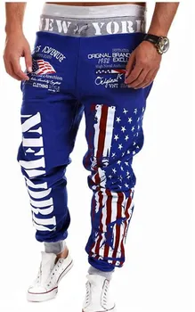Mænd Outwear Sweatpants New York og det Amerikanske Flag Star Bukser med Print Fashiom Nationale Flag Trykt Blonder Bukser Hip Hop Harem Bukser