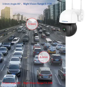 SNOSECURE 3MP PTZ Wifi IP-Kamera CCTV Sikkerhed Auto Tracking To-vejs audio Kamera ONVIF AI Menneskelige Opdagelse Udendørs Trådløse Cam