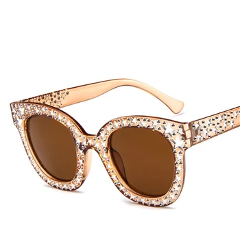 2020 Luksus Square Solbriller Kvinder Brand Udendørs Rejse Crystal Sol Briller Damer Gradient Oculos Nuancer UV400