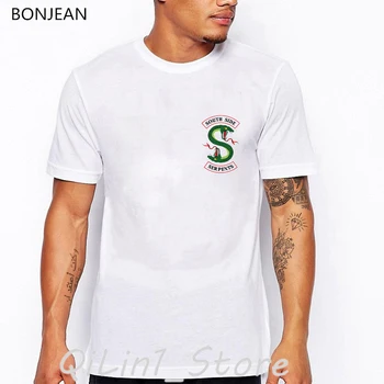 Riverdale T-Shirt Mænd Summer Harajuku-Toppe Sydlige Side Slanger Homme T-shirt Riverdale Snake Printet Sjove Vintage Tee Shirt