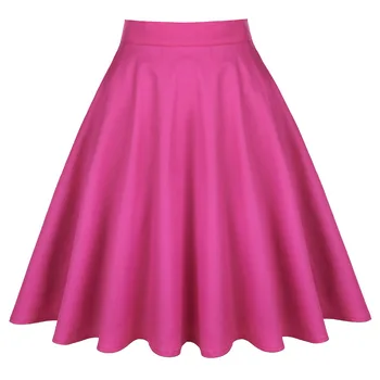 40 60'er Vintage 50'erne Pinup Nederdel Sommer Stil Pink Rød Kvinder Midi-Plisseret Nederdel Plus Size Feminina Rockabilly Gonna Nederdele Faldas