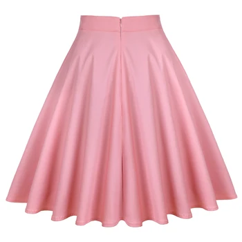 40 60'er Vintage 50'erne Pinup Nederdel Sommer Stil Pink Rød Kvinder Midi-Plisseret Nederdel Plus Size Feminina Rockabilly Gonna Nederdele Faldas