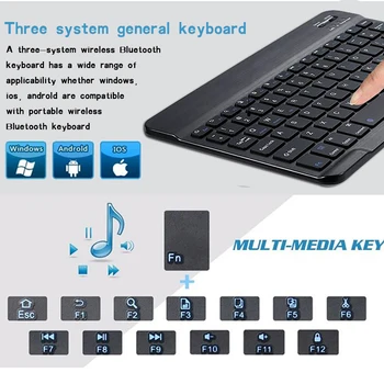 Ultra Tynd Trådløse Tastatur Bluetooth-Tastatur til HP Slate 10 HD-Tablet-Bluetooth-Tastatur med Touchpad ' en til Android Windows 27118
