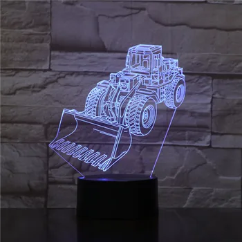Scrapper Indkøbsvogn 3D-Lampe Illusion RGB-Nat Lys LED Pære Multi-farve Flash Fade Ferie at spading Maskine Skovl USB-Kid Legetøj Lava