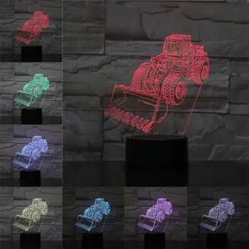 Scrapper Indkøbsvogn 3D-Lampe Illusion RGB-Nat Lys LED Pære Multi-farve Flash Fade Ferie at spading Maskine Skovl USB-Kid Legetøj Lava