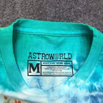 2020ss SCOTT TRAVIS SMILEY Tie Dye Astroworld Tee 1:1 Mode Mænd Kvinder Casual Kort Ærme Hip Hop T-Shirt Astroworld Top Tees