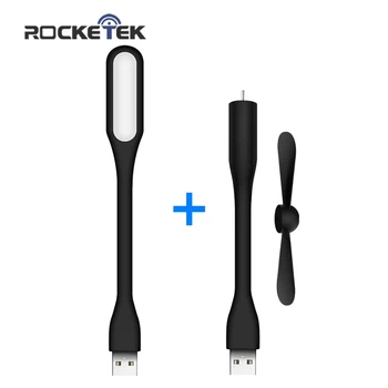 Rocketek Kreative USB-Fan Fleksibel Transportabel Mini Fan og USB-LED-Lampe Til Power Bank & Notesbog & Computer Sommer Gadgets