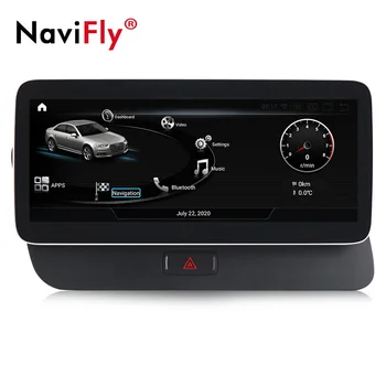Navifly Android 10.0 10.25 tommer gps-navigation Bil DVD-Afspiller Multimedie for Audi Q5 8R 2009-2016 med Anti-glare blå skærm