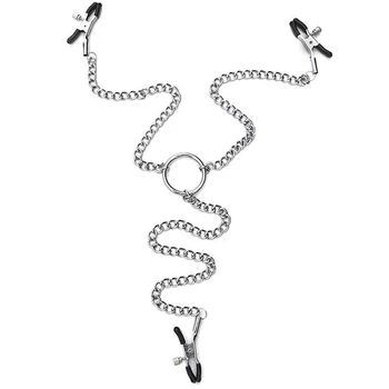 Metal Chain with Adjustable Clip, Entertainment Chain Clamp Massage Tool Clothing Accessories 2759