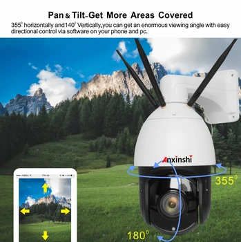 5.5 tommer 2MP 4G & Lan & Wifi PTZ HD IP-Kamera, 1080P IR-300 M udendørs vandtæt 40X optisk zoom starlight H. 264 SIM-Kortet Kamera