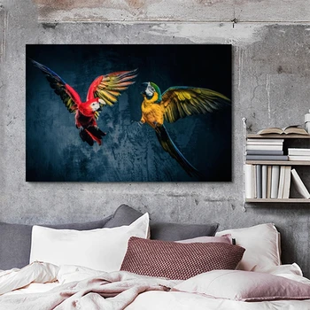 Fugle Plakat Papegøjer Vilde Dyr Lærred Maleri Plakater og Prints Cuadros Væg Kunst Billeder til stuen