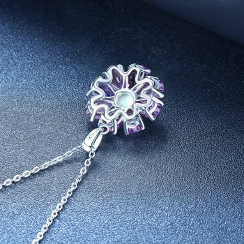 Hutang Opal Vedhæng Naturlig Gemstone Ametyst Massiv 925 Sterling Sølv Halskæde Fine Mode Blomst Smykker til Kvinder Bedste Gave