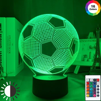 HY 3d-Illusion Barn, Nat Lys, Fodbold, Bold Touch Sensor, Fjernbetjening Nightlight for Kids Soveværelse Dekoration Fodbold bordlampe Gave 28258