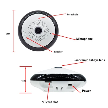 OUERTECH Fuld Udsigt WIFI 360 Graders tovejs Audio med Panoramaudsigt 1,3 MP Fiskeøje Smart Wireless IP Overvågning