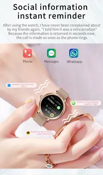Vwar LUX kvinder smart ur Touch Screen Damer smartwatch til Pige pulsmåler Blodtryk Til Android, IOS NY13 28682