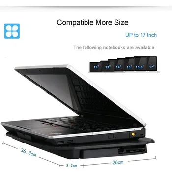 Jelly Kam Gaming Laptop Cooler Justerbar Hastighed 2 USB-Porte og 2 Ventilator Laptop Cooling Pad Notebook Står for 12-17 tommer 28735