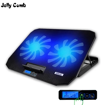 Jelly Kam Gaming Laptop Cooler Justerbar Hastighed 2 USB-Porte og 2 Ventilator Laptop Cooling Pad Notebook Står for 12-17 tommer